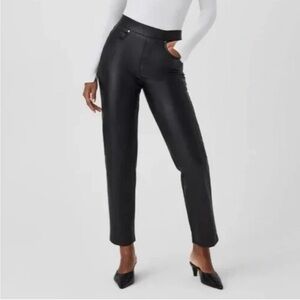 ▪️SPANX Slim Straight Faux Leather Pant Luxe Black 20528Q Large PETITE